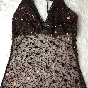 Guess Halter brown sequin tie up